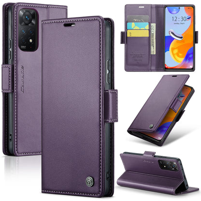 Xiaomi Redmi Note 11 Pro Global Leather Wallet Case - RFID Blocking, Stand Function, Card Slots