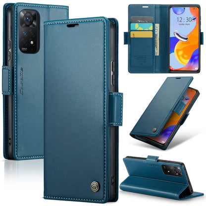 Xiaomi Redmi Note 11 Pro 5G Global Leather Wallet Case - RFID Blocking, Stand Function, Card Slots