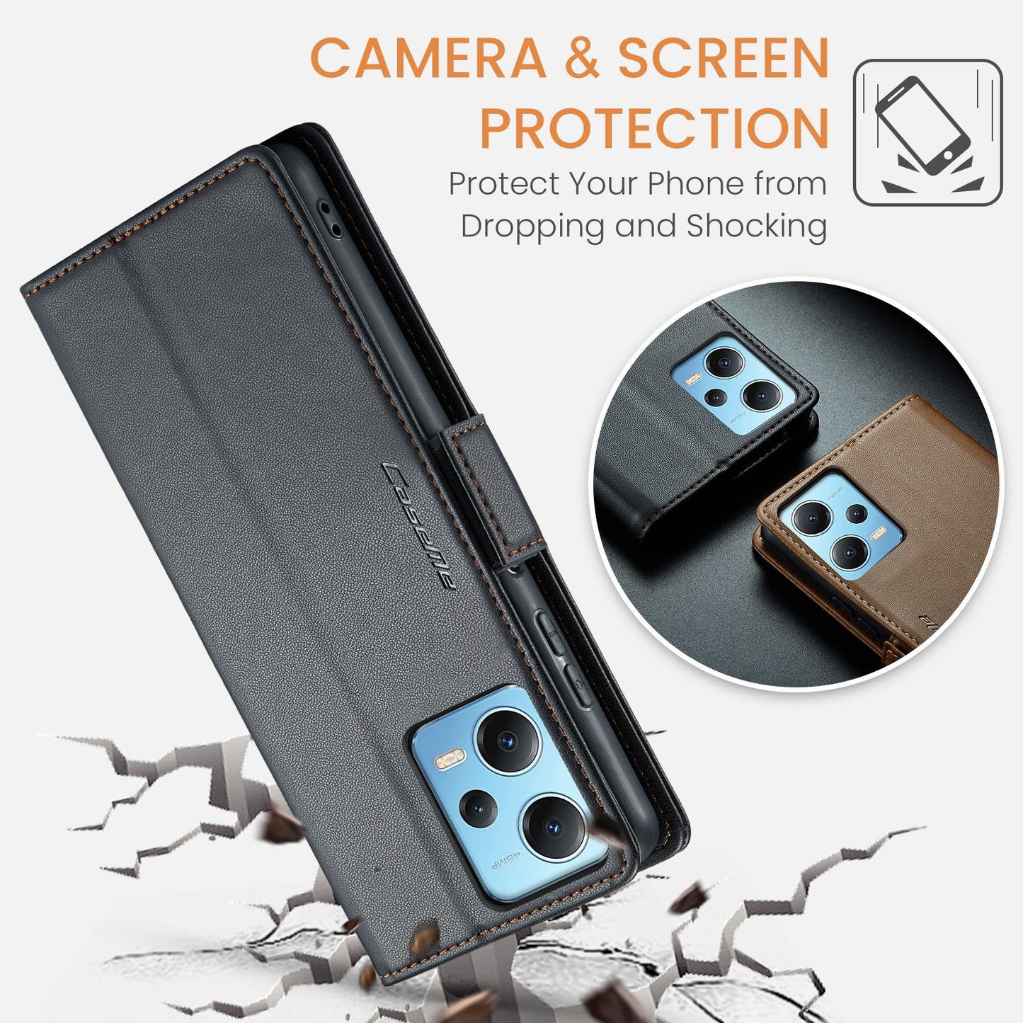 Xiaomi Poco X5 5G Leather Wallet Case - RFID Blocking, Stand Function, Card Slots