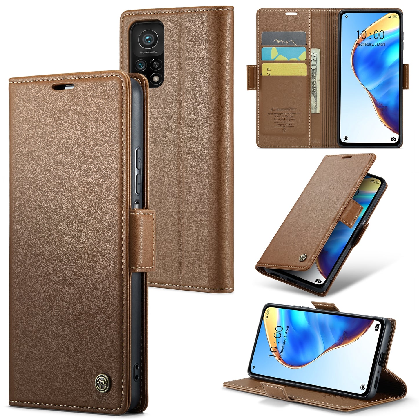 Xiaomi Mi 10T Pro 5G Leather Wallet Case - RFID Blocking, Stand Function, Card Slots
