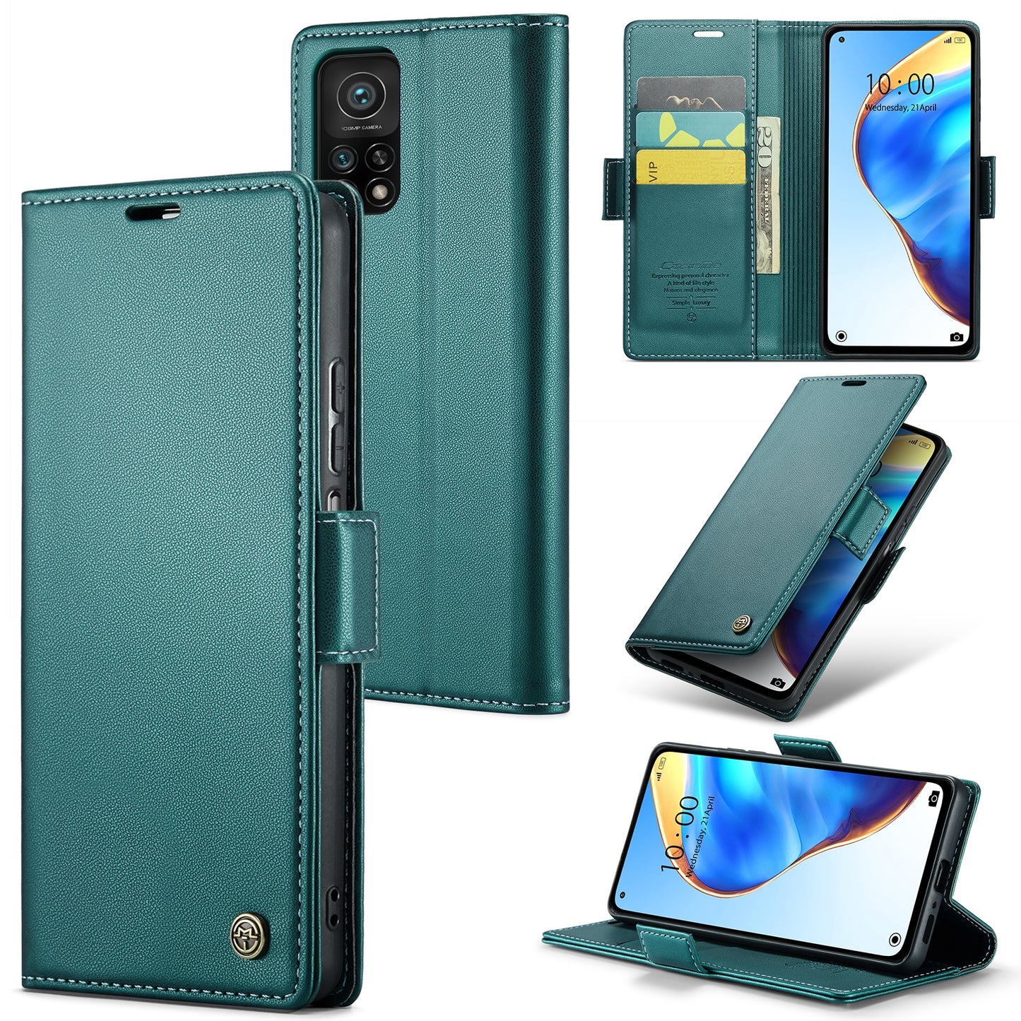Xiaomi Mi 10T 5G Leather Wallet Case - RFID Blocking, Stand Function, Card Slots