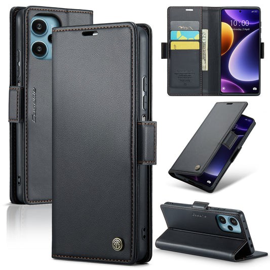 Xiaomi Poco F5 5G Leather Wallet Case - RFID Blocking, Stand Function, Card Slots