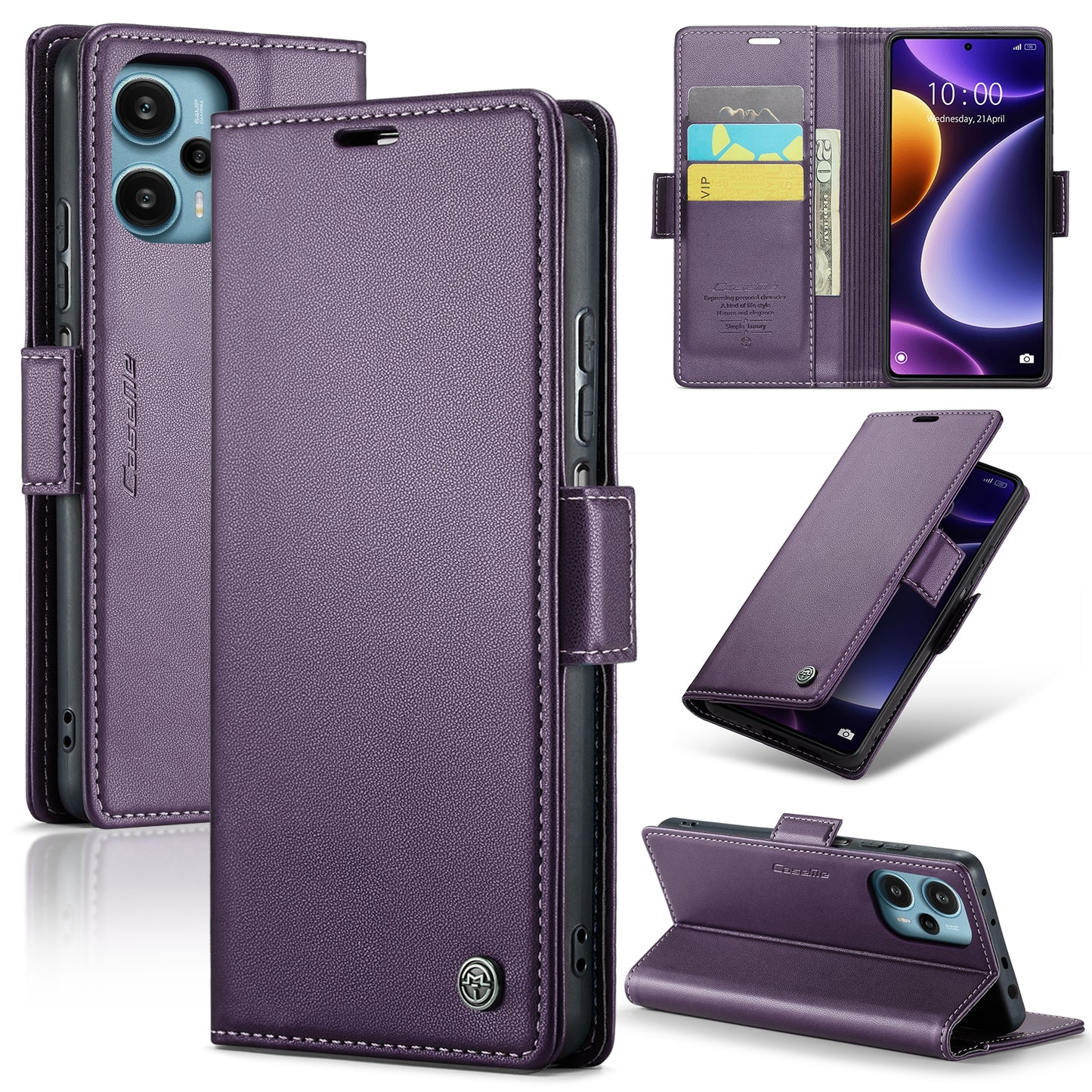 Xiaomi Poco F5 5G Leather Wallet Case - RFID Blocking, Stand Function, Card Slots