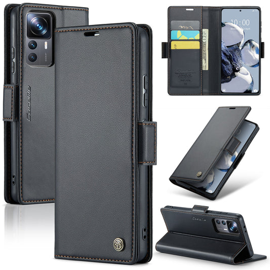 Xiaomi 12T/12T Pro Leather Wallet Case - RFID Blocking, Stand Function, Card Slots