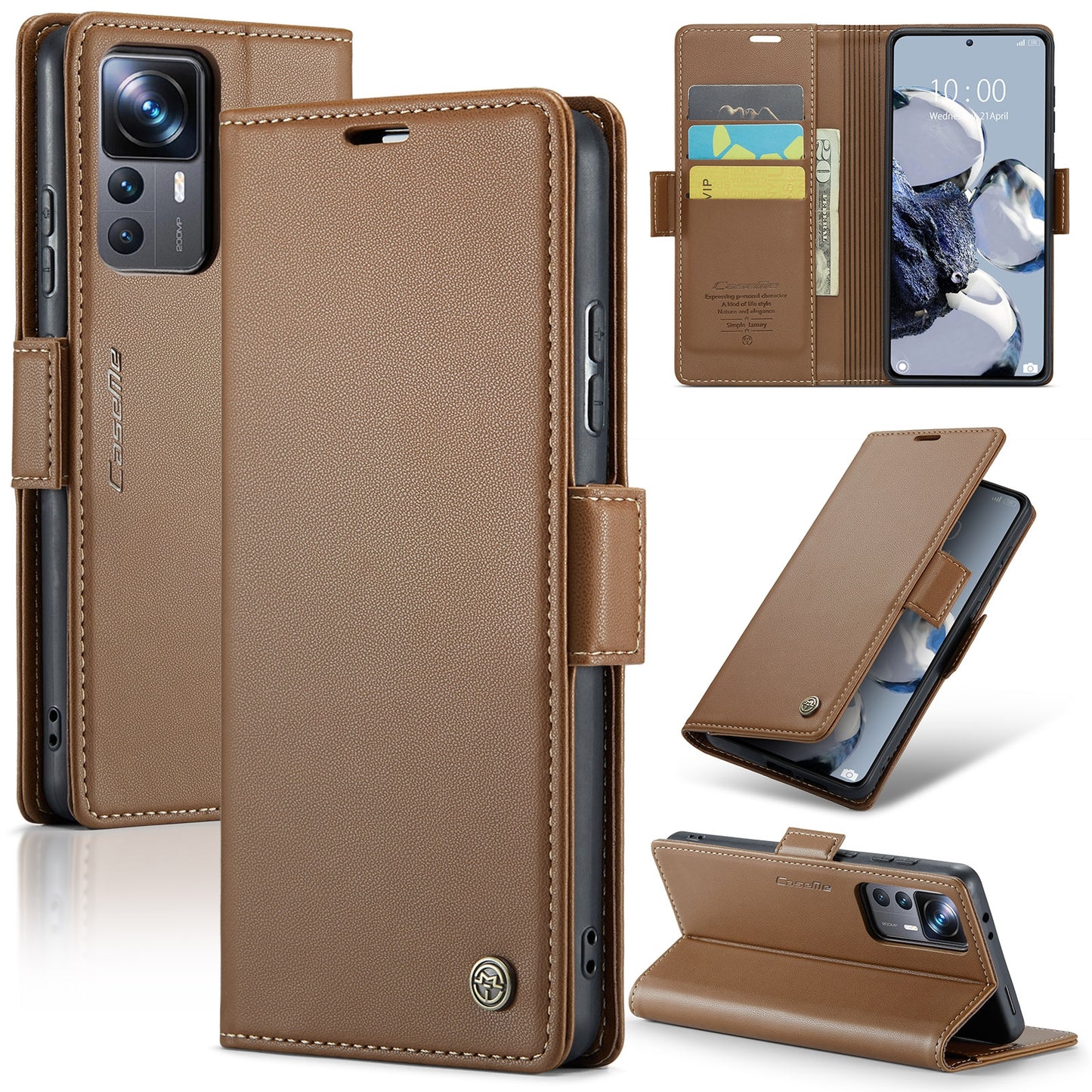 Xiaomi 12T/12T Pro Leather Wallet Case - RFID Blocking, Stand Function, Card Slots