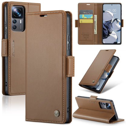 Xiaomi 12T/12T Pro Leather Wallet Case - RFID Blocking, Stand Function, Card Slots