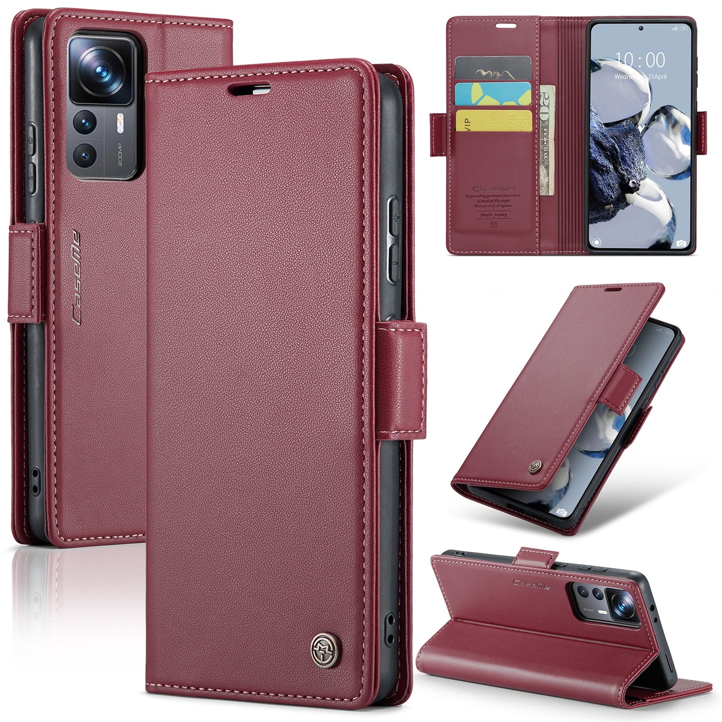 Xiaomi 12T/12T Pro Leather Wallet Case - RFID Blocking, Stand Function, Card Slots