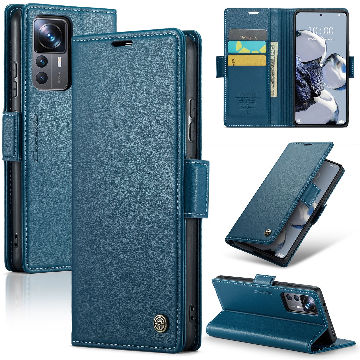 Xiaomi 12T/12T Pro Leather Wallet Case - RFID Blocking, Stand Function, Card Slots