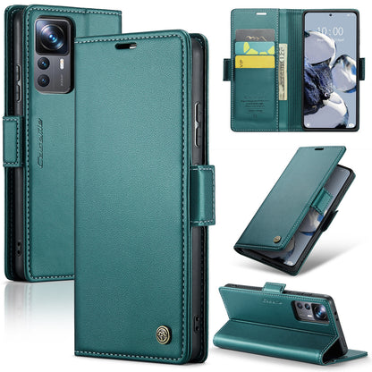 Xiaomi 12T/12T Pro Leather Wallet Case - RFID Blocking, Stand Function, Card Slots