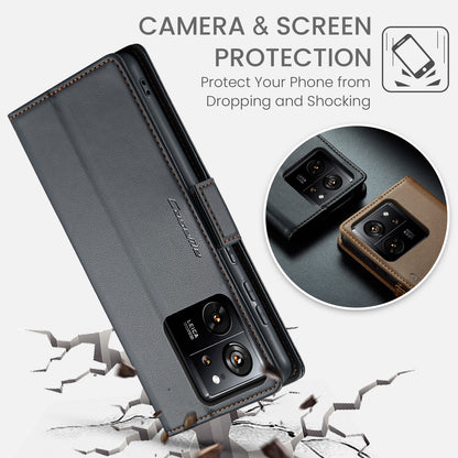 Xiaomi 13T/13T Pro Leather Wallet Case - RFID Blocking, Stand Function, Card Slots