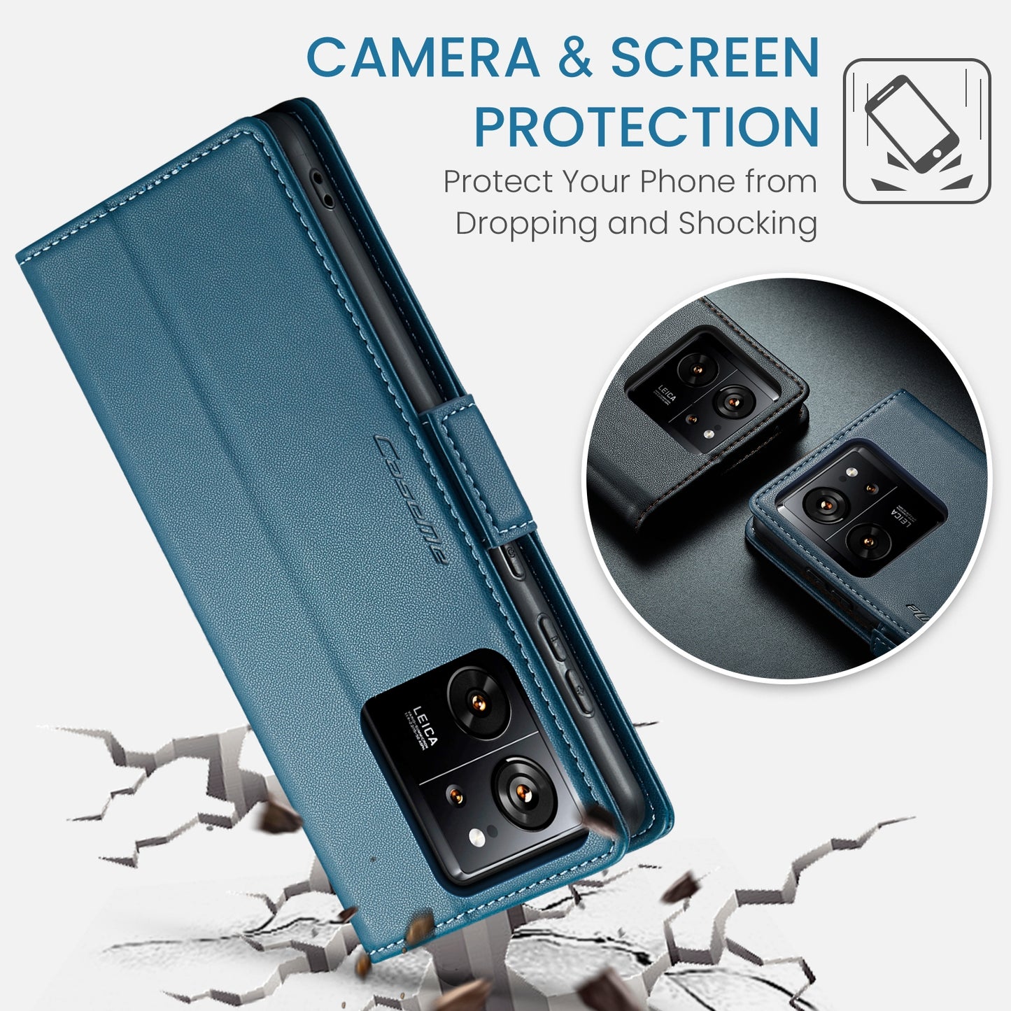 Xiaomi 13T/13T Pro Leather Wallet Case - RFID Blocking, Stand Function, Card Slots