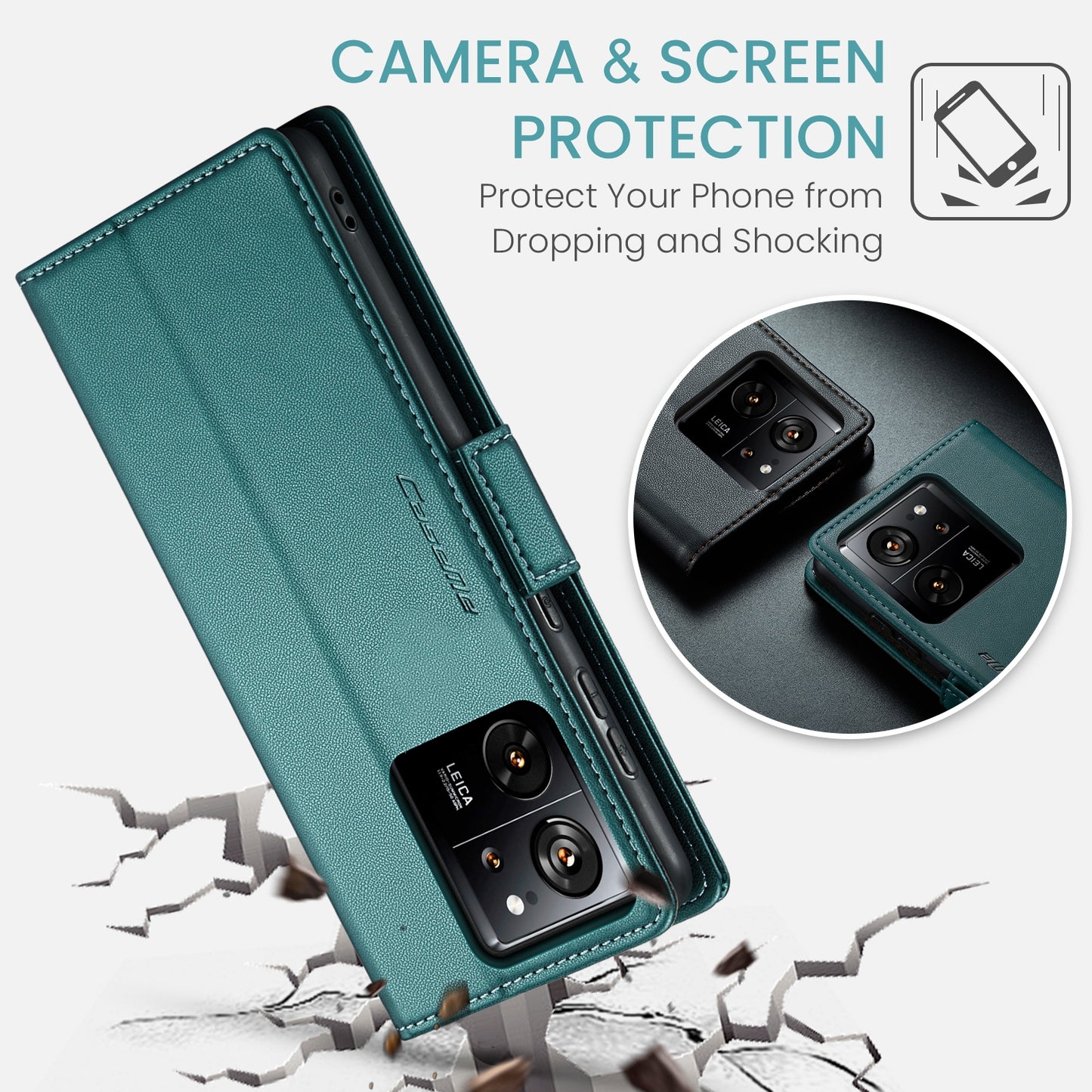 Xiaomi 13T/13T Pro Leather Wallet Case - RFID Blocking, Stand Function, Card Slots