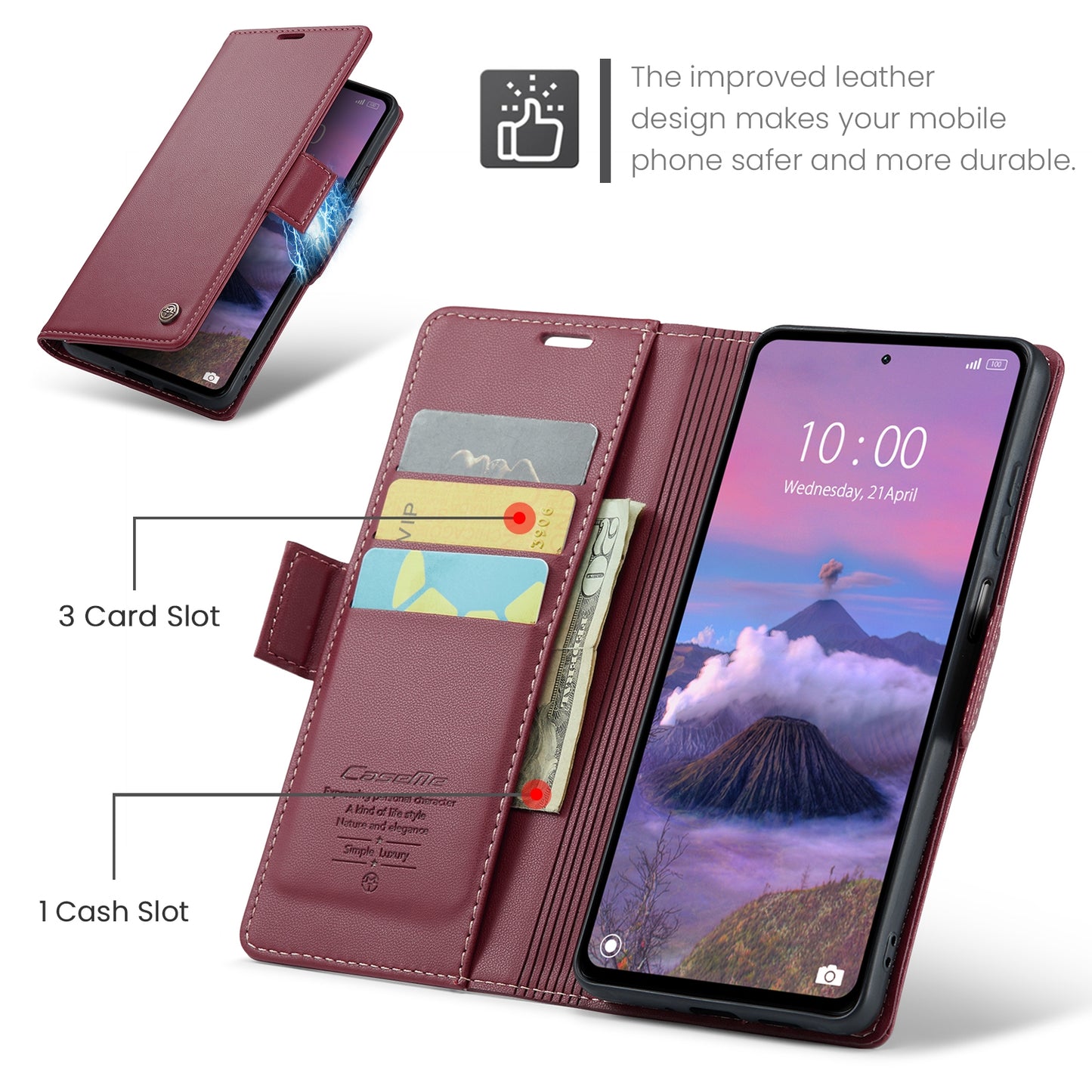 Xiaomi POCO M6 Pro 5G Leather Wallet Case - RFID Blocking, Stand Function, Card Slots