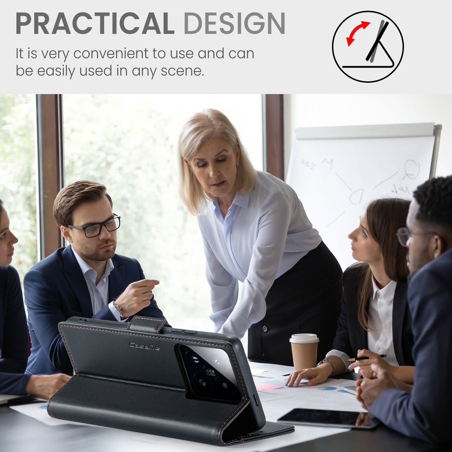 Xiaomi 14 Pro Leather Wallet Case - RFID Blocking, Stand Function, Card Slots