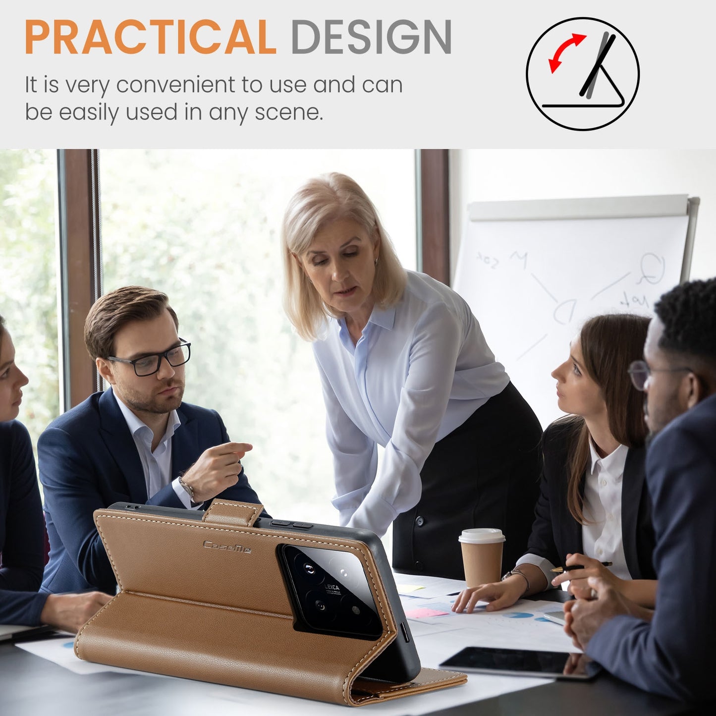 Xiaomi 14 Pro Leather Wallet Case - RFID Blocking, Stand Function, Card Slots