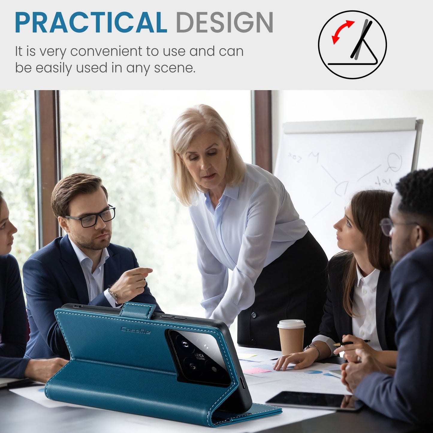 Xiaomi 14 Pro Leather Wallet Case - RFID Blocking, Stand Function, Card Slots