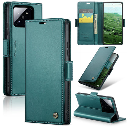 Xiaomi 14 Pro Leather Wallet Case - RFID Blocking, Stand Function, Card Slots