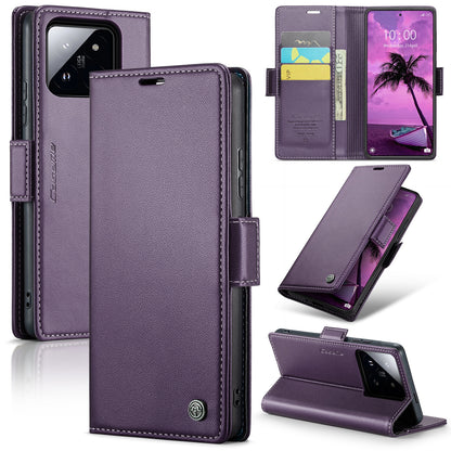 Xiaomi 14 Pro Leather Wallet Case - RFID Blocking, Stand Function, Card Slots