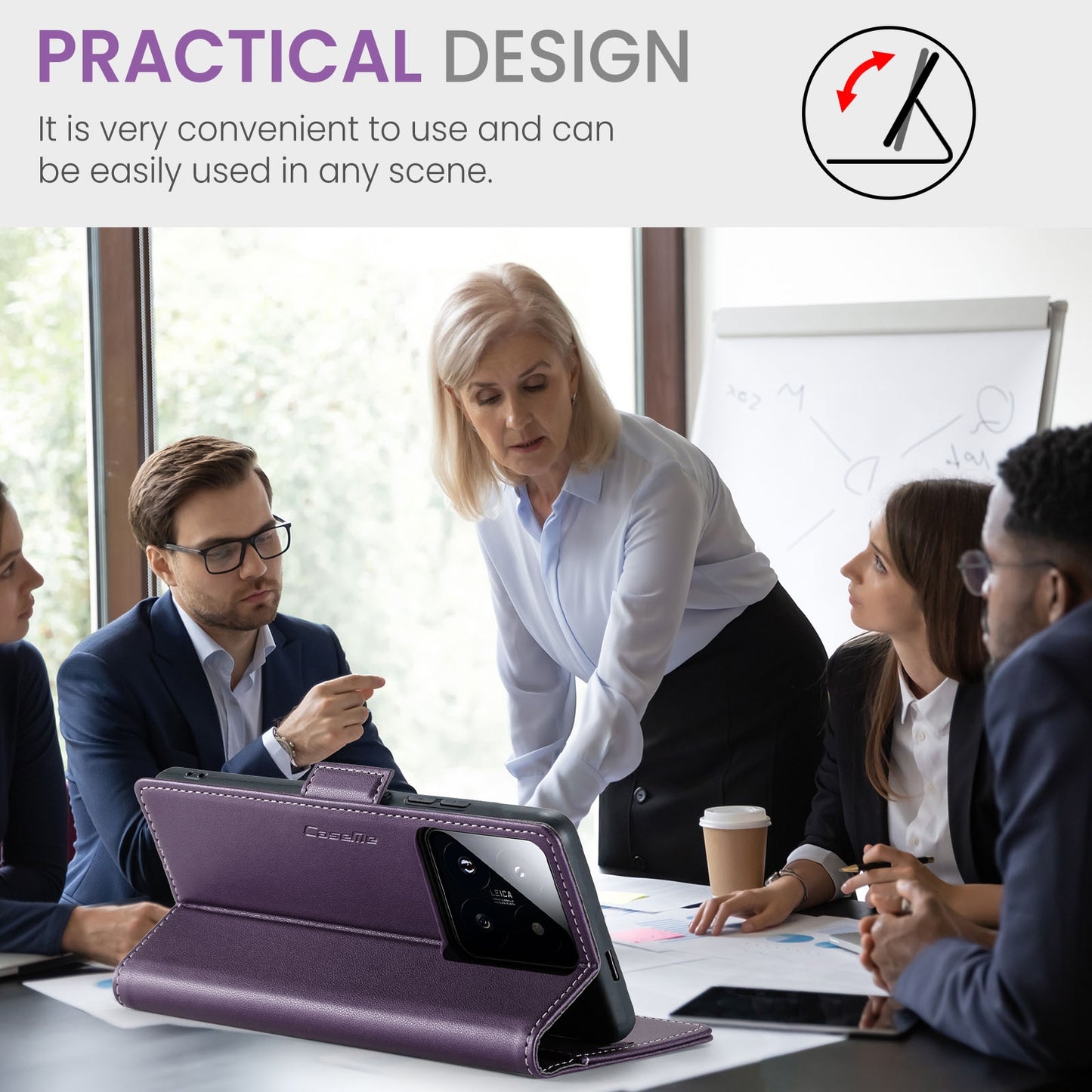 Xiaomi 14 Pro Leather Wallet Case - RFID Blocking, Stand Function, Card Slots