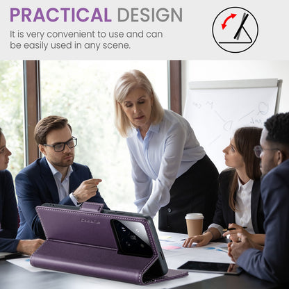 Xiaomi 14 Pro Leather Wallet Case - RFID Blocking, Stand Function, Card Slots