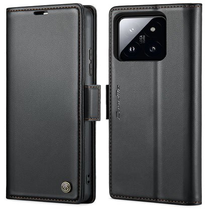 Xiaomi 14 Leather Wallet Case - RFID Blocking, Stand Function, Card Slots