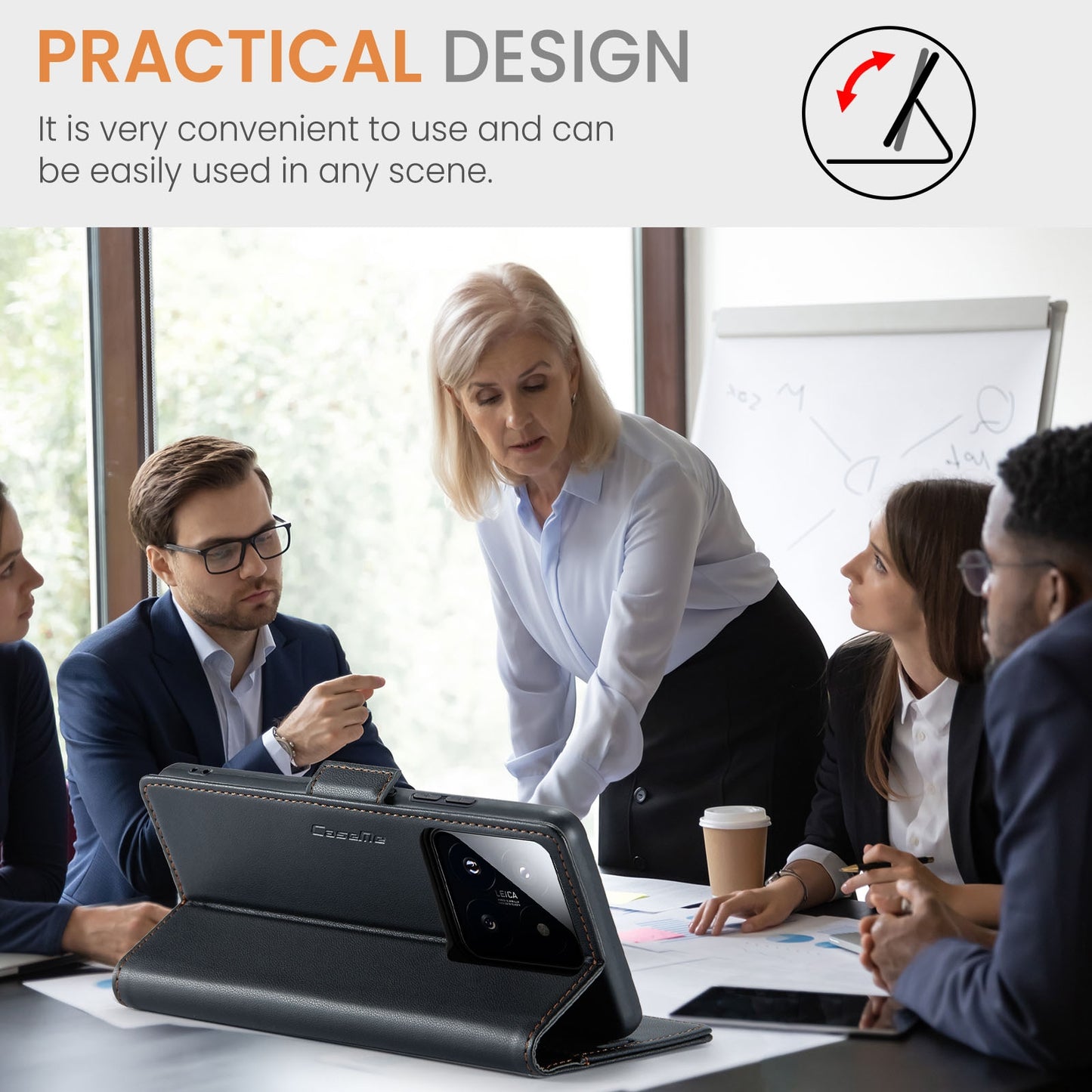 Xiaomi 14 Leather Wallet Case - RFID Blocking, Stand Function, Card Slots