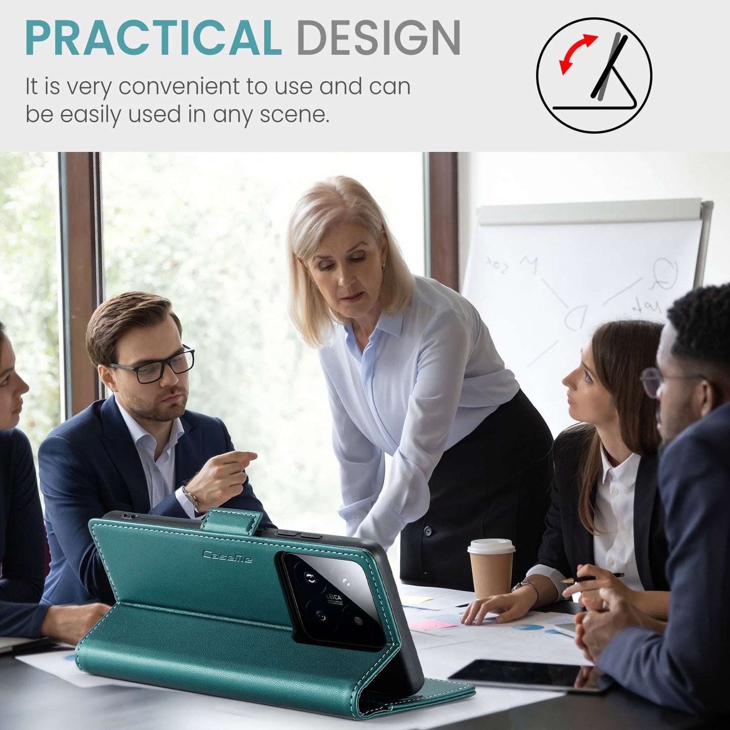 Xiaomi 14 Leather Wallet Case - RFID Blocking, Stand Function, Card Slots