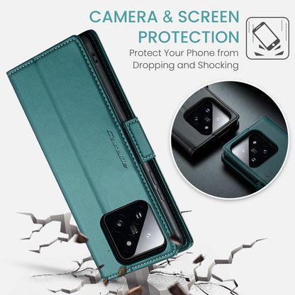 Xiaomi 14 Leather Wallet Case - RFID Blocking, Stand Function, Card Slots