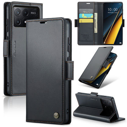Xiaomi Poco X6 Pro 5G Leather Wallet Case - RFID Blocking, Stand Function, Card Slots
