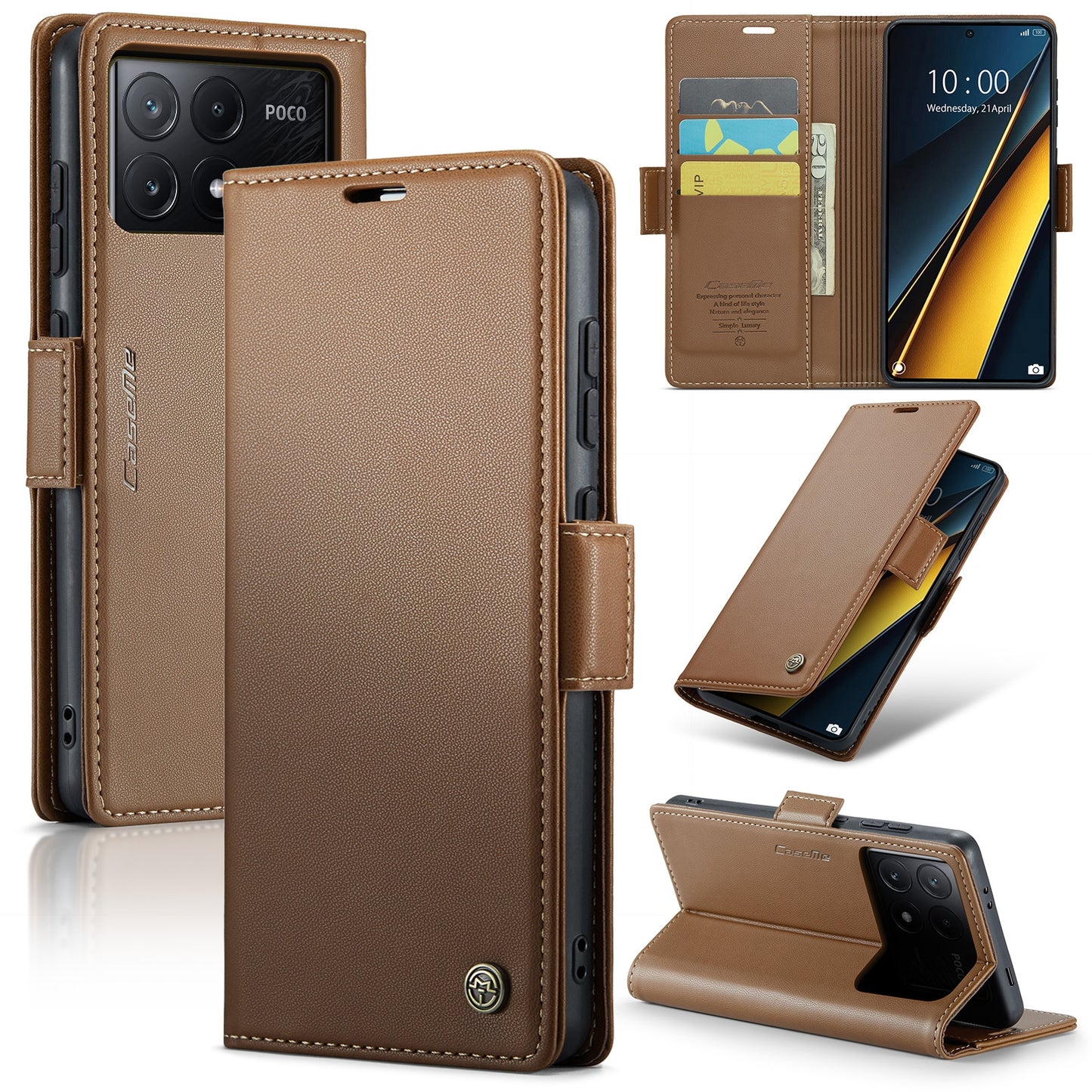 Xiaomi Poco X6 Pro 5G Leather Wallet Case - RFID Blocking, Stand Function, Card Slots