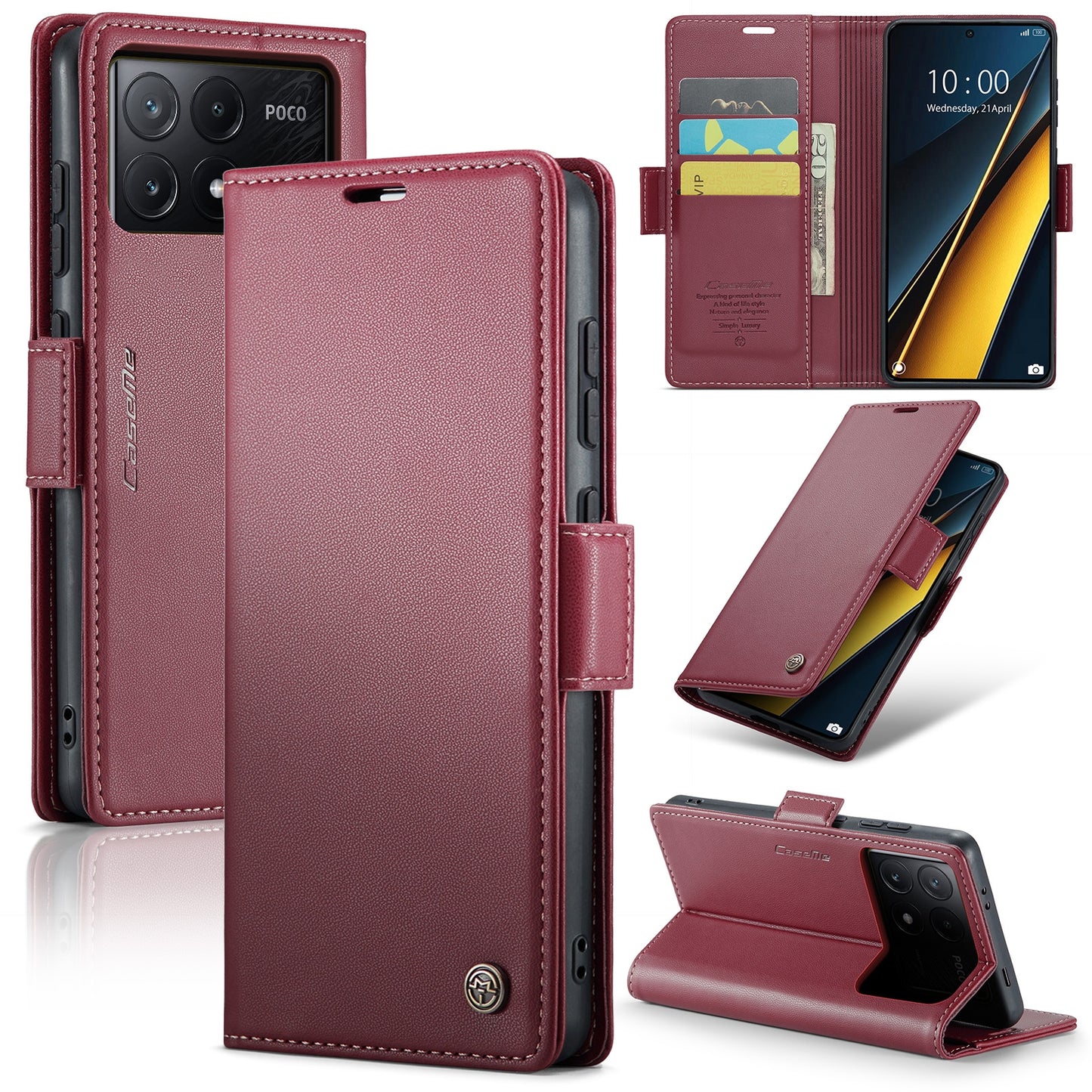 Xiaomi Poco X6 Pro 5G Leather Wallet Case - RFID Blocking, Stand Function, Card Slots