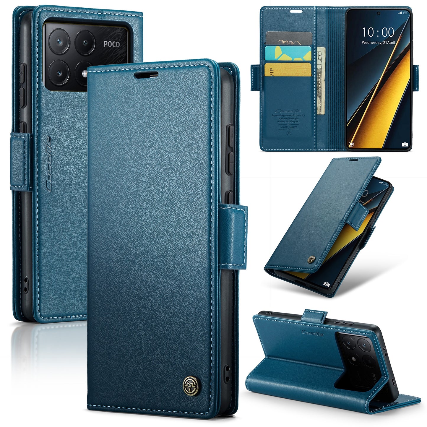 Xiaomi Poco X6 Pro 5G Leather Wallet Case - RFID Blocking, Stand Function, Card Slots