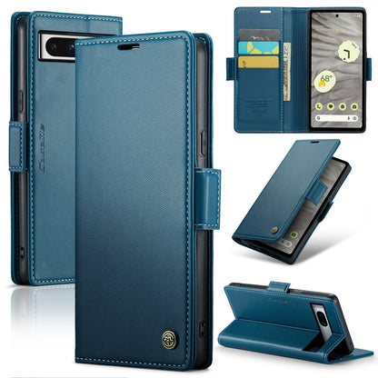 Google Pixel 7a Leather Wallet Case - RFID Blocking, Stand Function, Card Slots