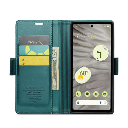 Google Pixel 7a Leather Wallet Case - RFID Blocking, Stand Function, Card Slots