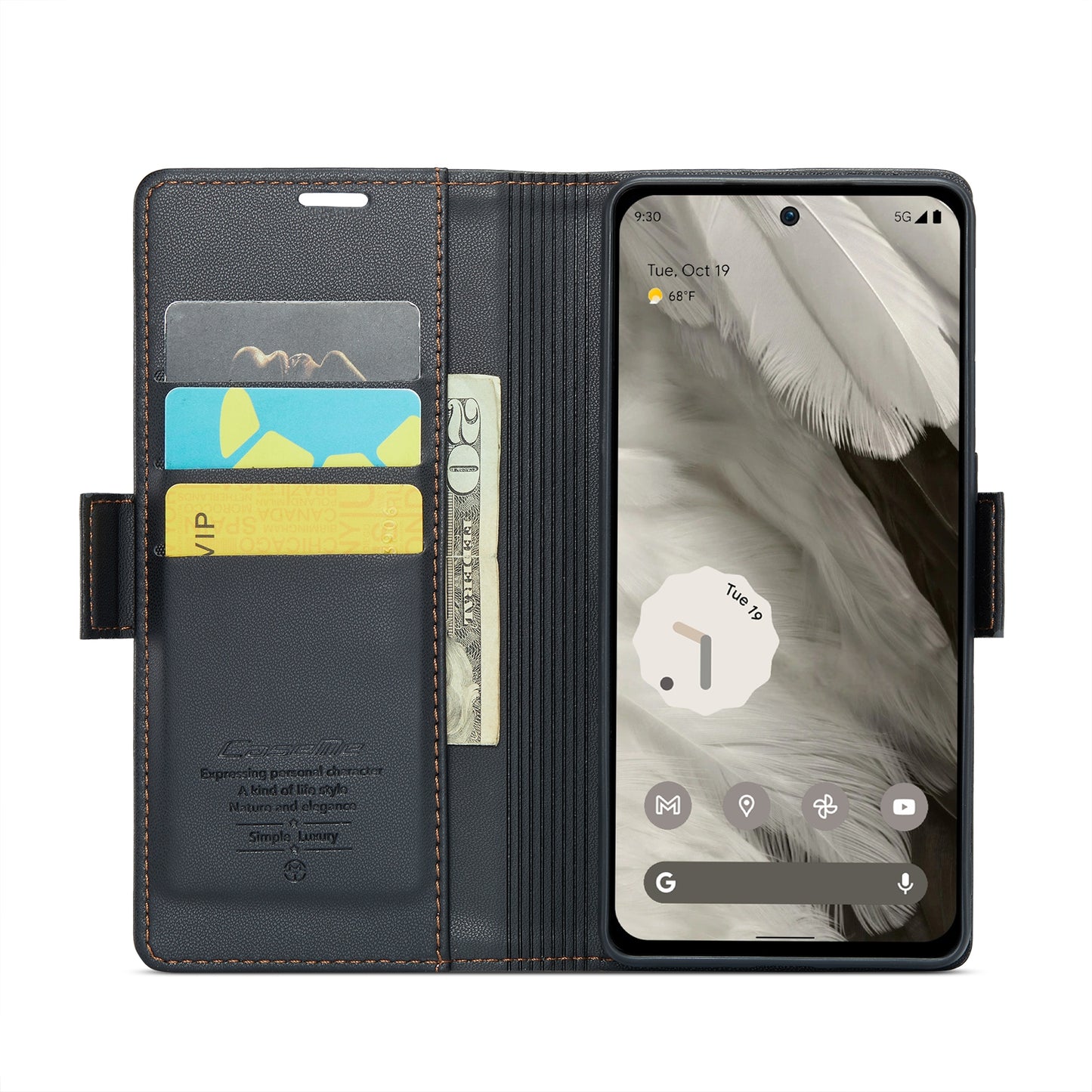 Google Pixel 8 Leather Wallet Case - RFID Blocking, Stand Function, Card Slots