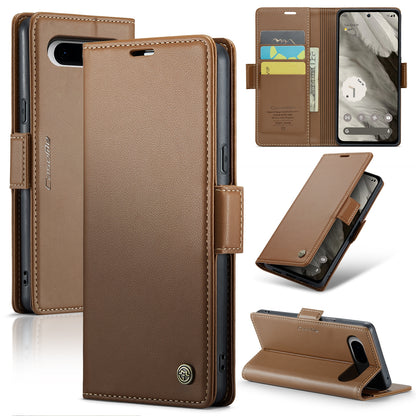Google Pixel 8 Leather Wallet Case - RFID Blocking, Stand Function, Card Slots
