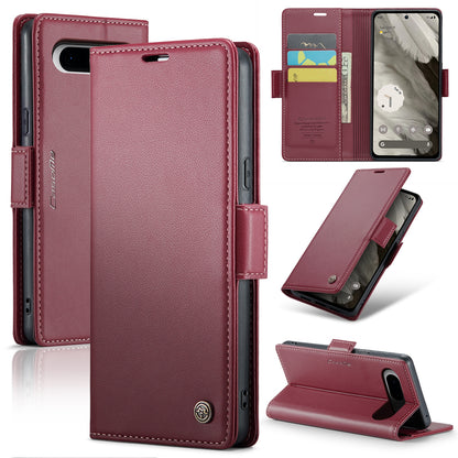 Google Pixel 8 Leather Wallet Case - RFID Blocking, Stand Function, Card Slots