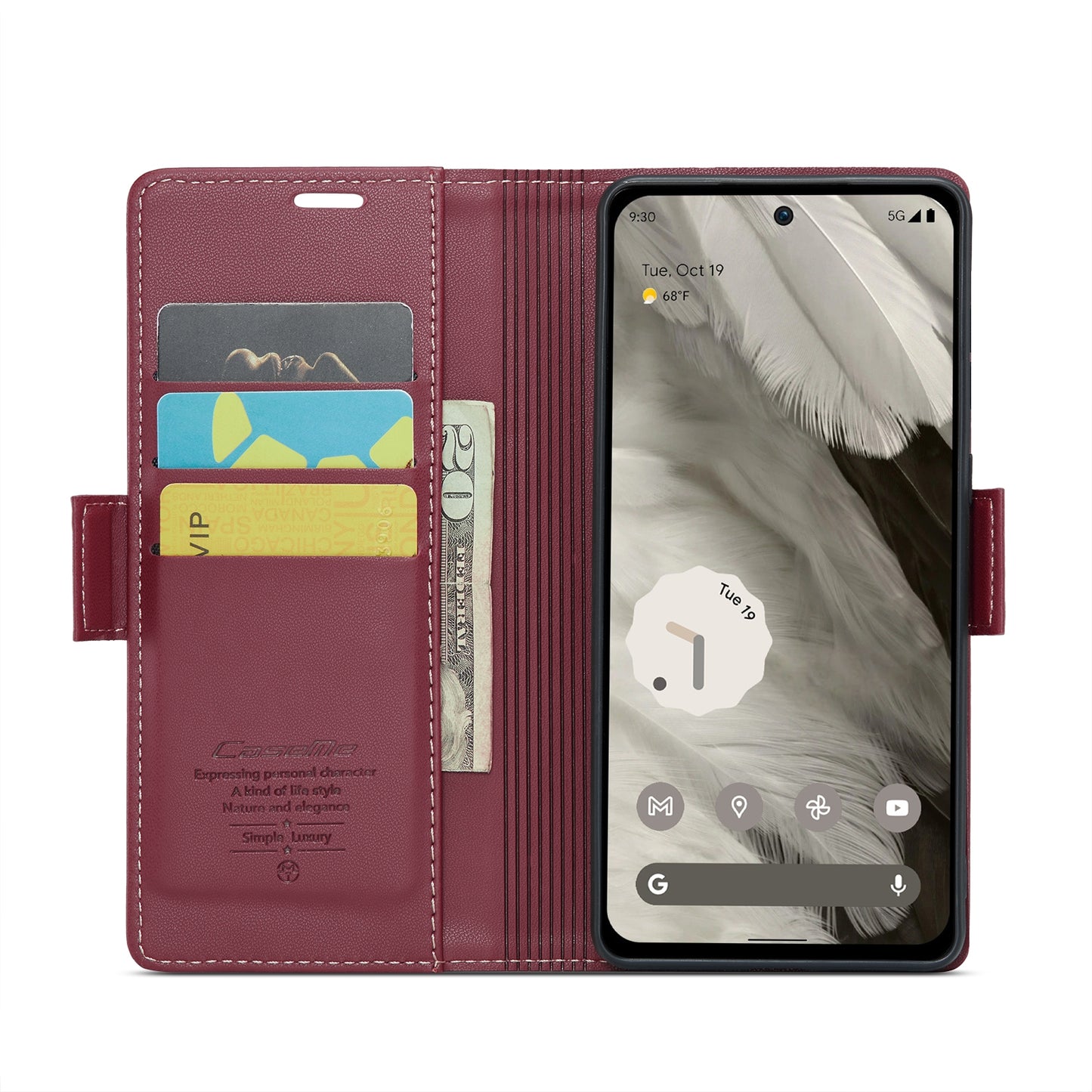 Google Pixel 8 Leather Wallet Case - RFID Blocking, Stand Function, Card Slots