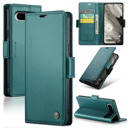 Google Pixel 8 Leather Wallet Case - RFID Blocking, Stand Function, Card Slots