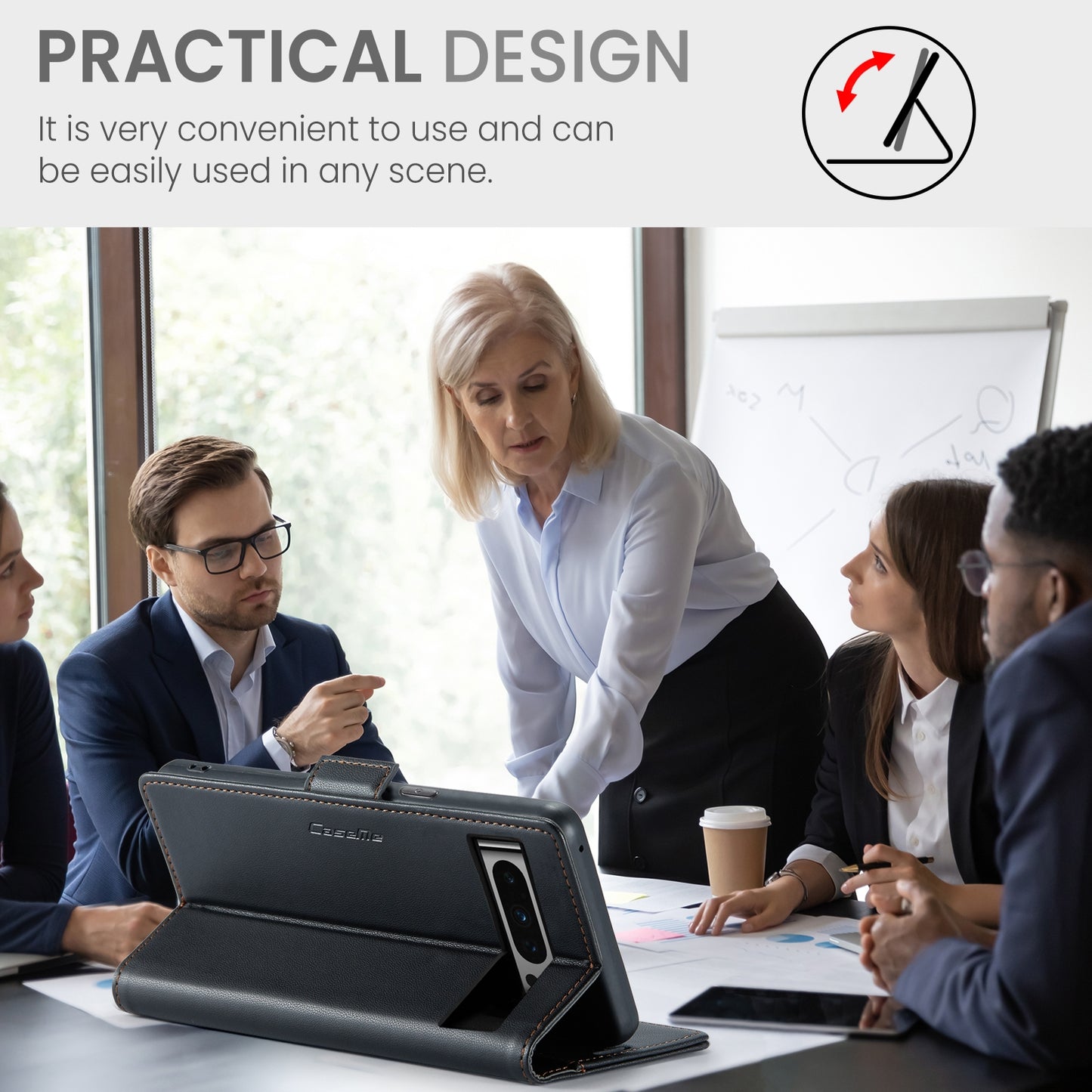 Google Pixel 8 Pro Leather Wallet Case - RFID Blocking, Stand Function, Card Slots