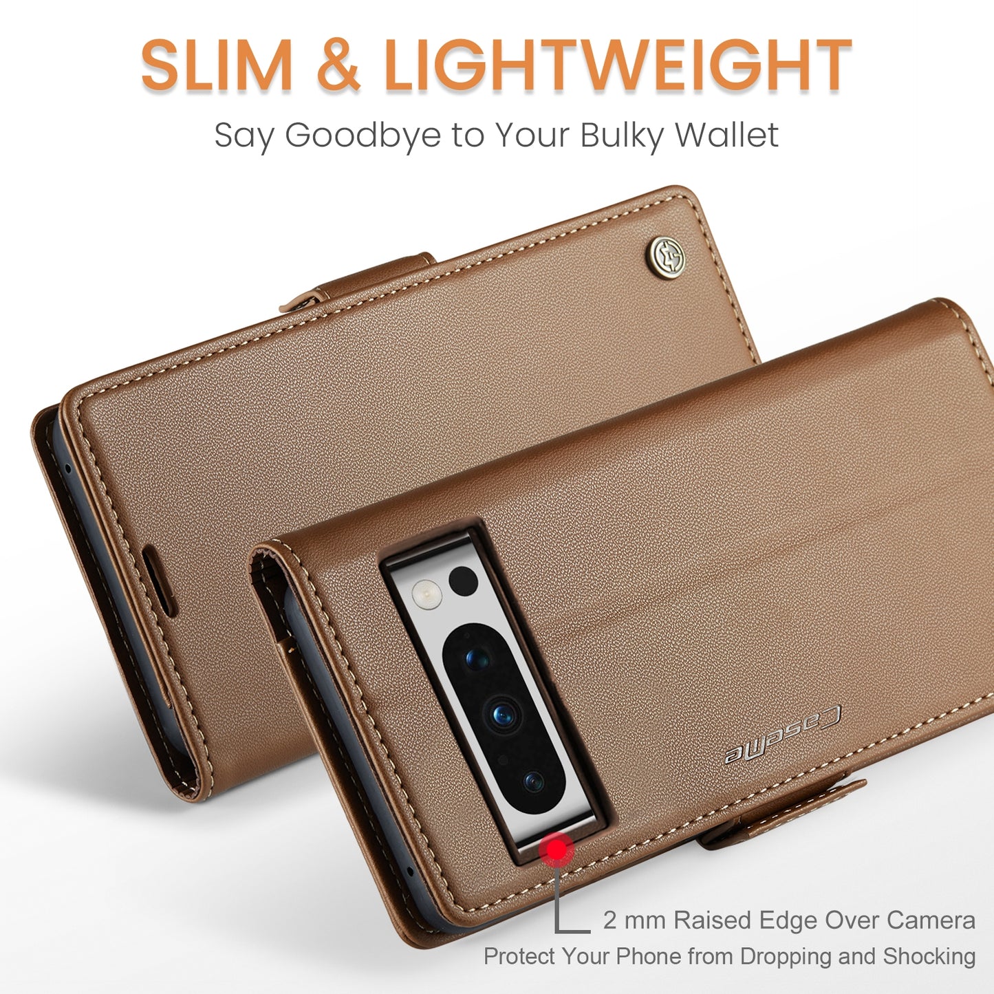 Google Pixel 8 Pro Leather Wallet Case - RFID Blocking, Stand Function, Card Slots