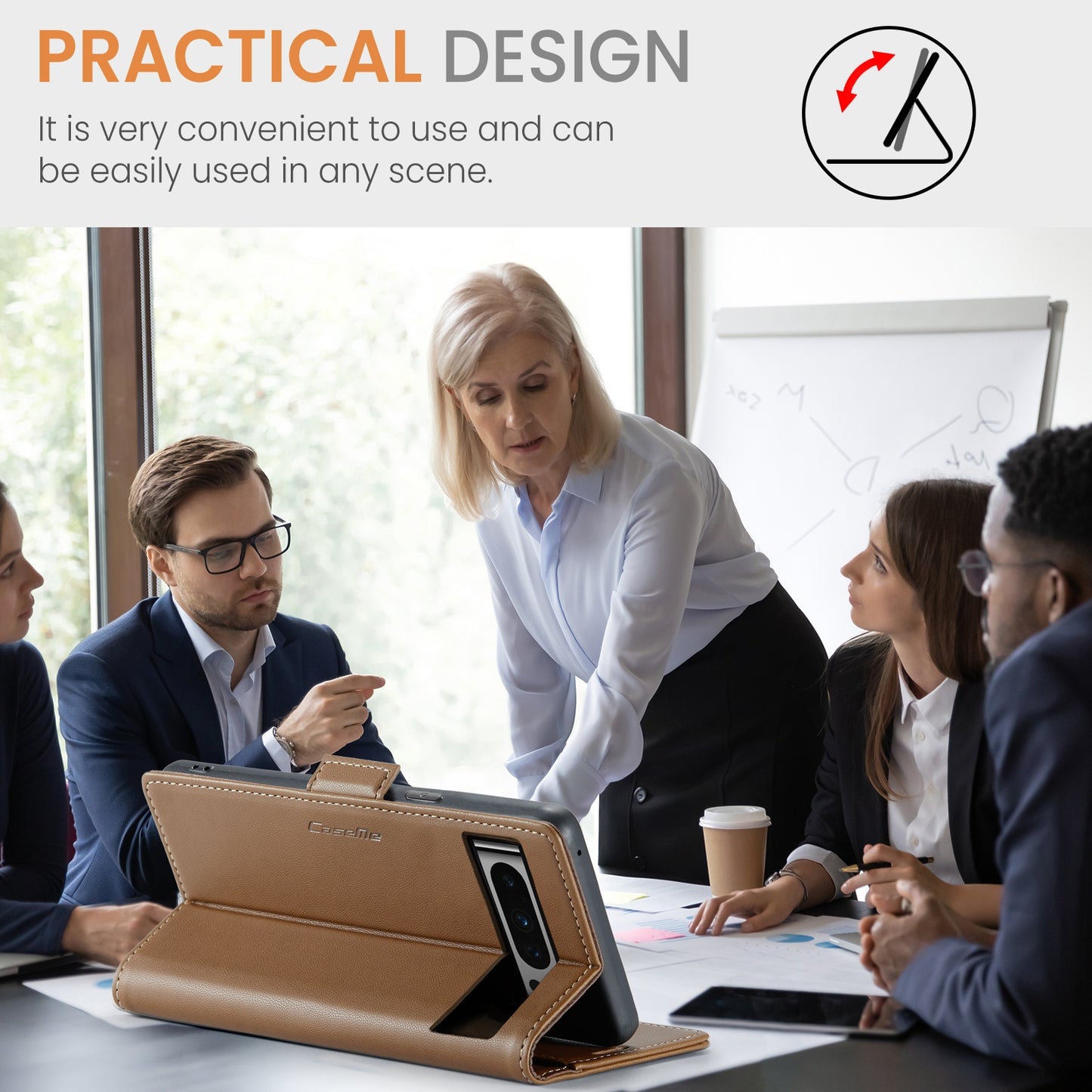 Google Pixel 8 Pro Leather Wallet Case - RFID Blocking, Stand Function, Card Slots