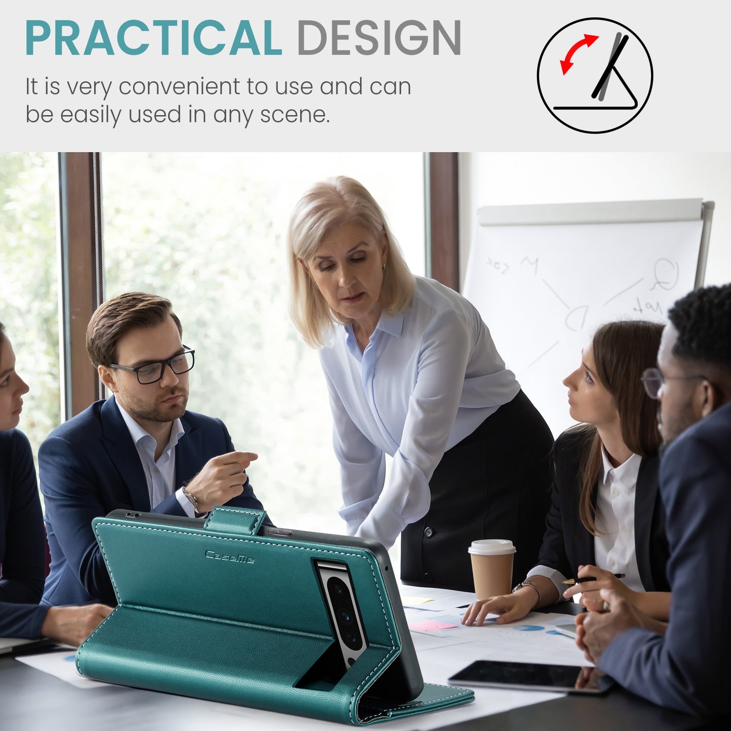 Google Pixel 8 Pro Leather Wallet Case - RFID Blocking, Stand Function, Card Slots