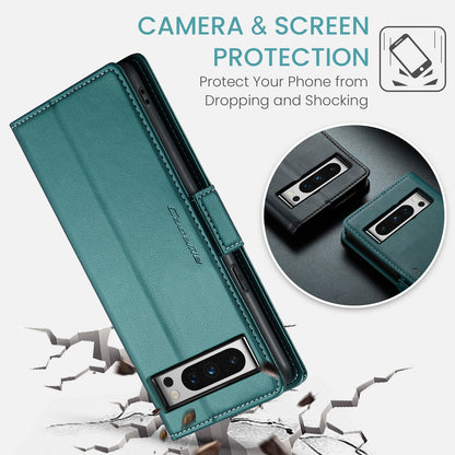 Google Pixel 8 Pro Leather Wallet Case - RFID Blocking, Stand Function, Card Slots