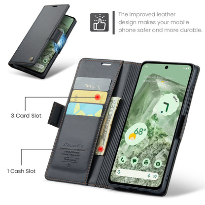 Google Pixel 8a Leather Wallet Case - RFID Blocking, Stand Function, Card Slots