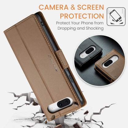 Google Pixel 8a Leather Wallet Case - RFID Blocking, Stand Function, Card Slots