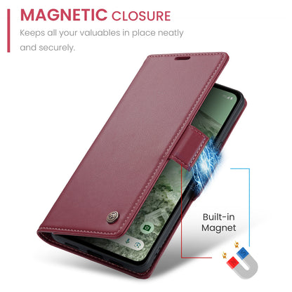 Google Pixel 8a Leather Wallet Case - RFID Blocking, Stand Function, Card Slots