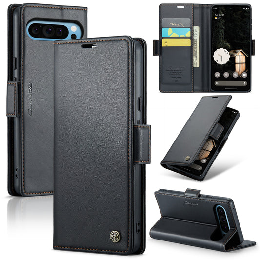 Google Pixel 9 Pro XL Leather Wallet Case - RFID Blocking, Stand Function, Card Slots