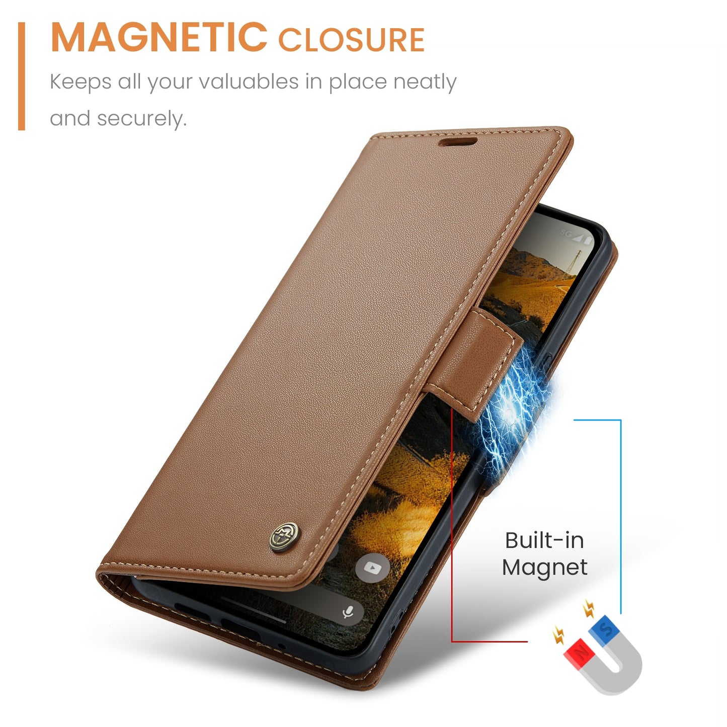 Google Pixel 9 Pro XL Leather Wallet Case - RFID Blocking, Stand Function, Card Slots