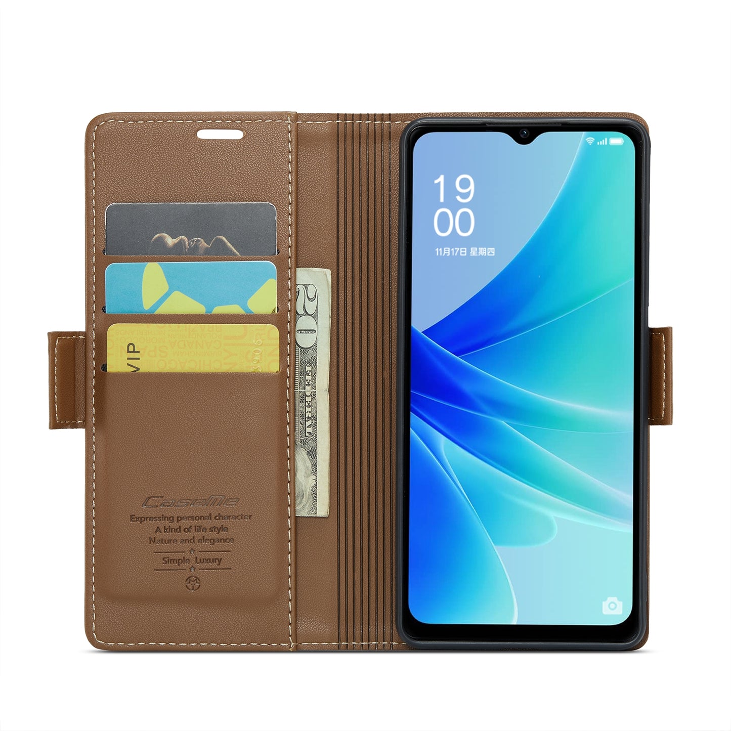 OPPO A57/A57s 4G Global Leather Wallet Case - RFID Blocking, Stand Function, Card Slots